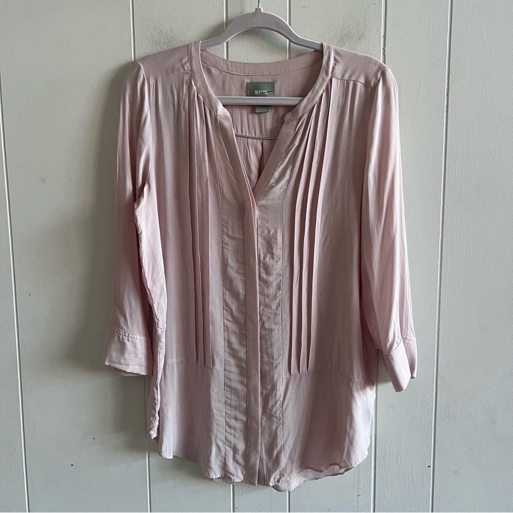 Antrhopologie Maeve Blush Pleated Blouse